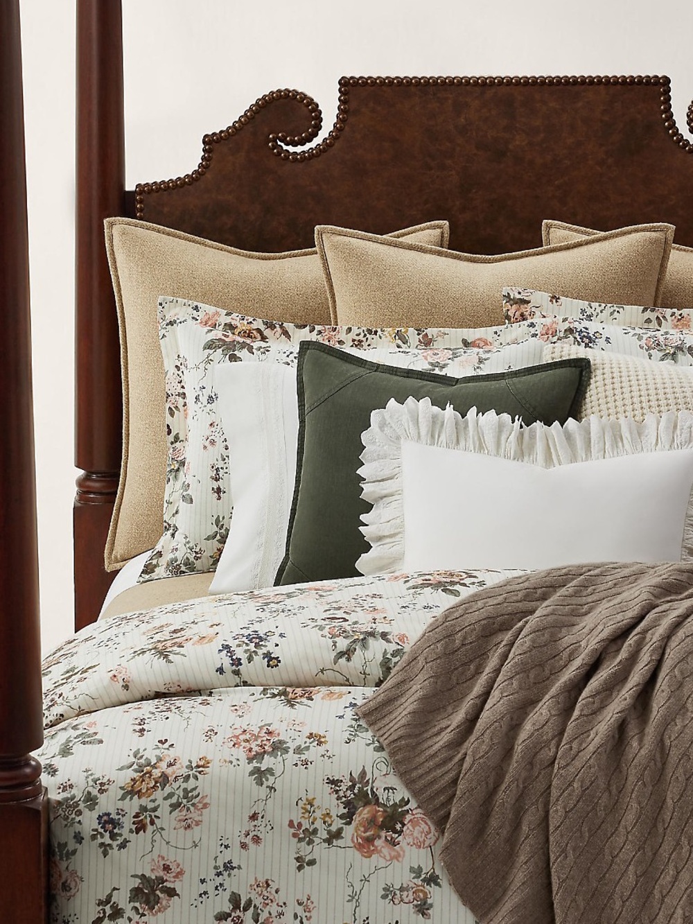 Ralph Lauren KING Thompson Cream Floral - Striped Comforter 110”x 96" NWT $600 - Picture 12 of 12